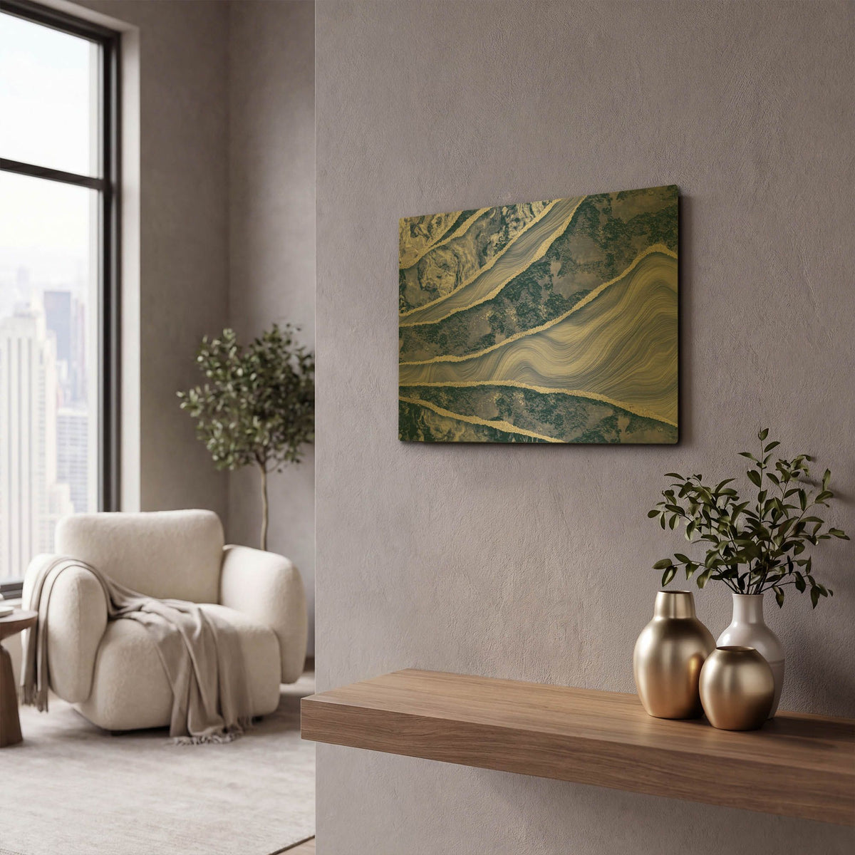 'Blue Marble And Stone' By Andrea Haase Gold Metal Wall Art