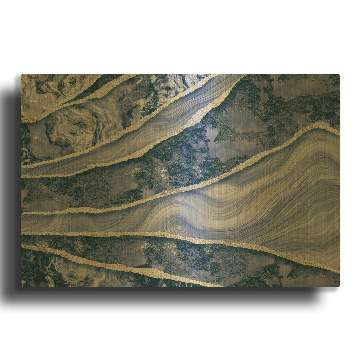 'Blue Marble And Stone' By Andrea Haase Gold Metal Wall Art