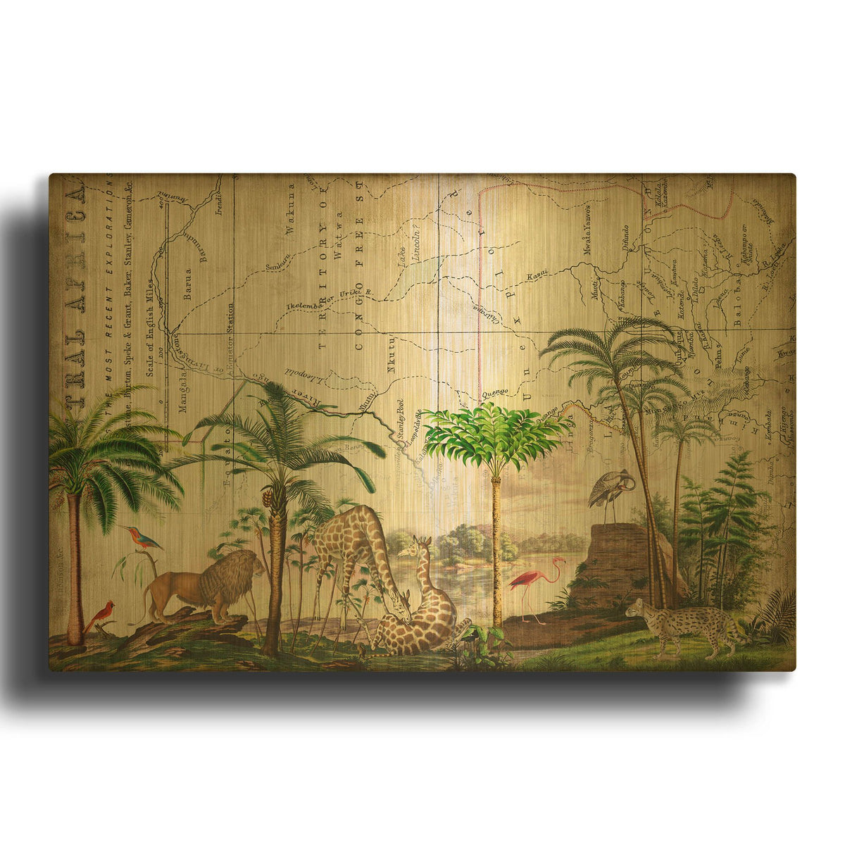 'Wild Animals Paradise Green' By Andrea Haase Gold Metal Wall Art