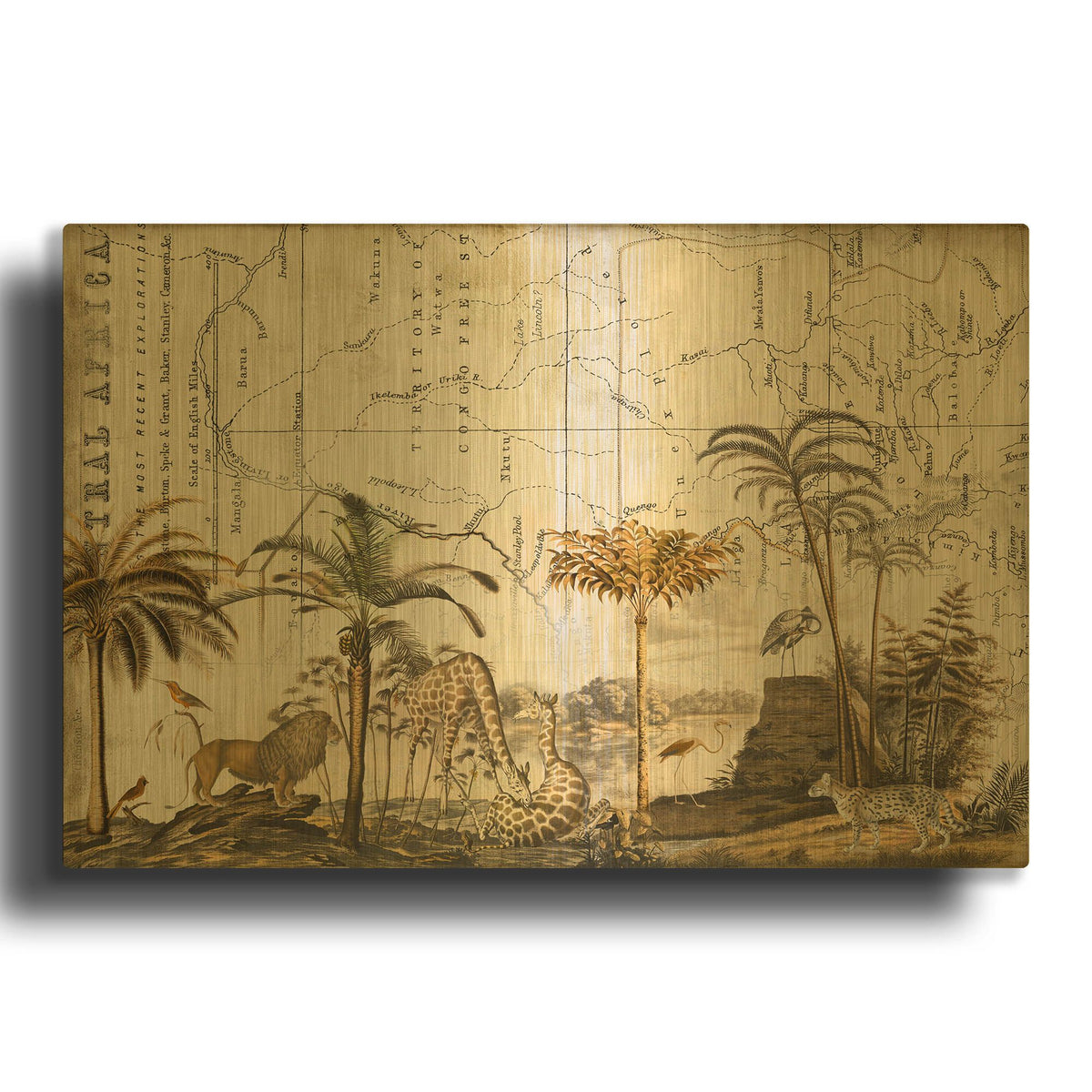 'Wild Animals Paradise Brown' By Andrea Haase Gold Metal Wall Art