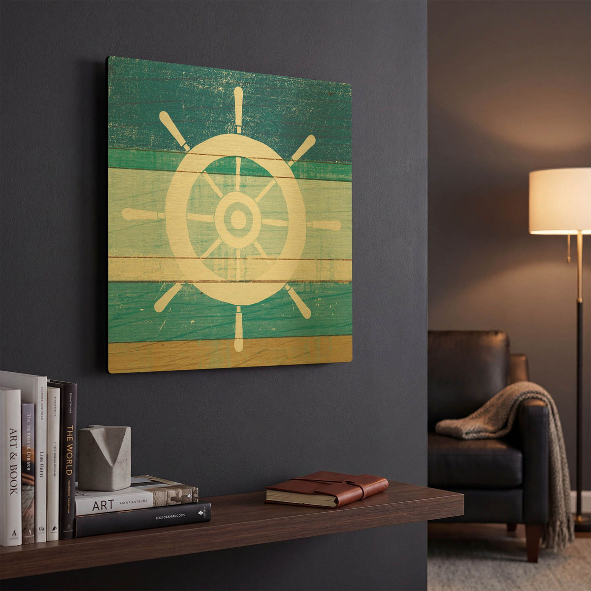 'Beachscape VI Helm White' By Michael Mullan Gold Metal Wall Art
