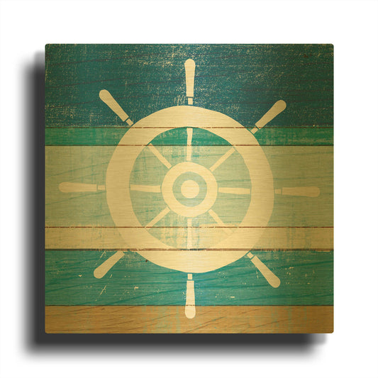'Beachscape VI Helm White' By Michael Mullan Gold Metal Wall Art