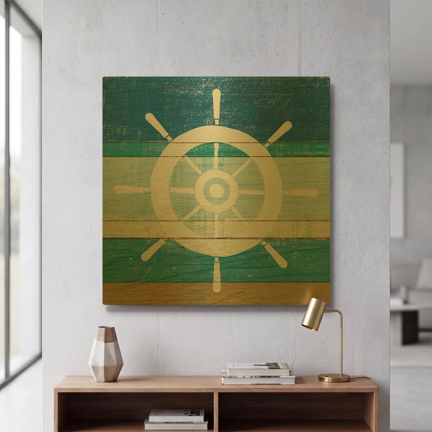 'Beachscape VI Helm White' By Michael Mullan Gold Metal Wall Art