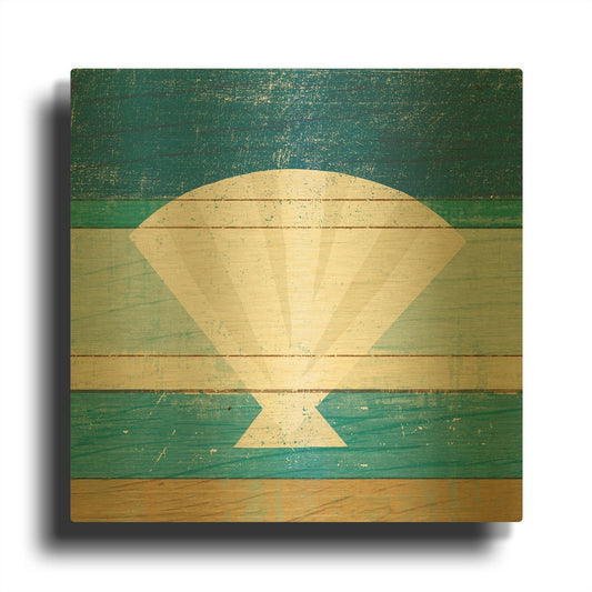 'Beachscape Shell' By Michael Mullan Gold Metal Wall Art