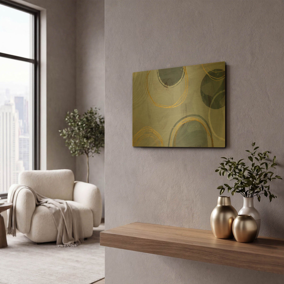 'Golden Line Abstraction' By Andrea Haase Gold Metal Wall Art