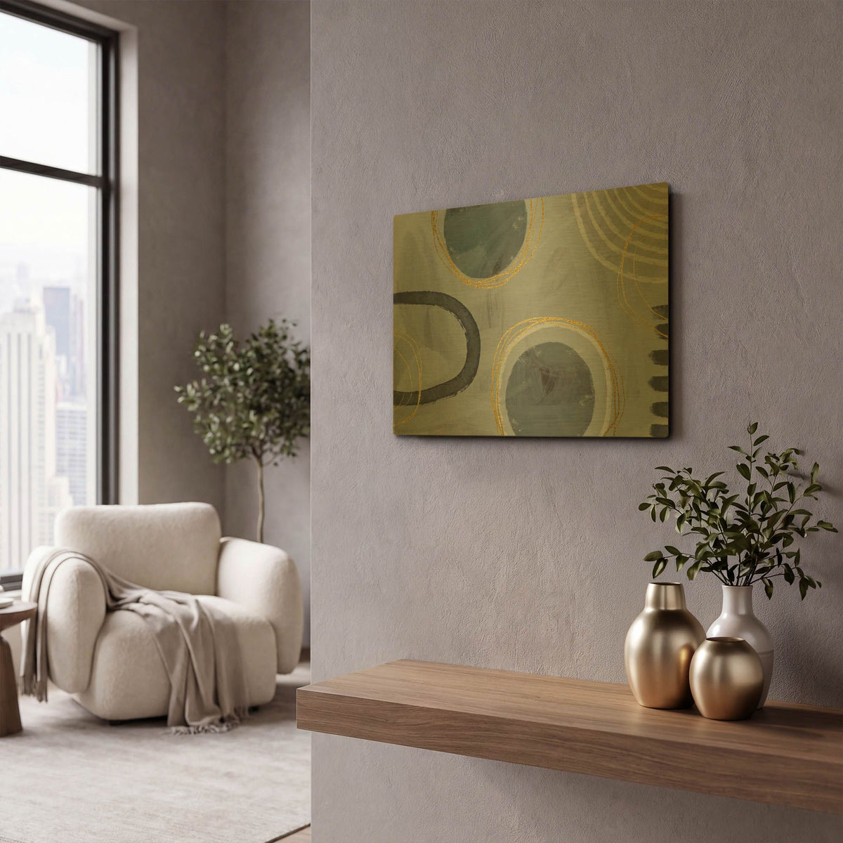'Golden Line Intention' By Andrea Haase Gold Metal Wall Art