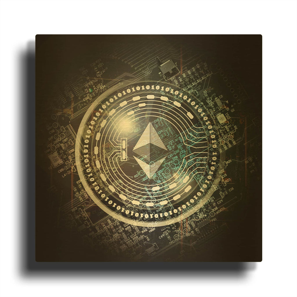'Eth Ethereum Crypto Coin' By Epic Portfolio Gold Metal Wall Art