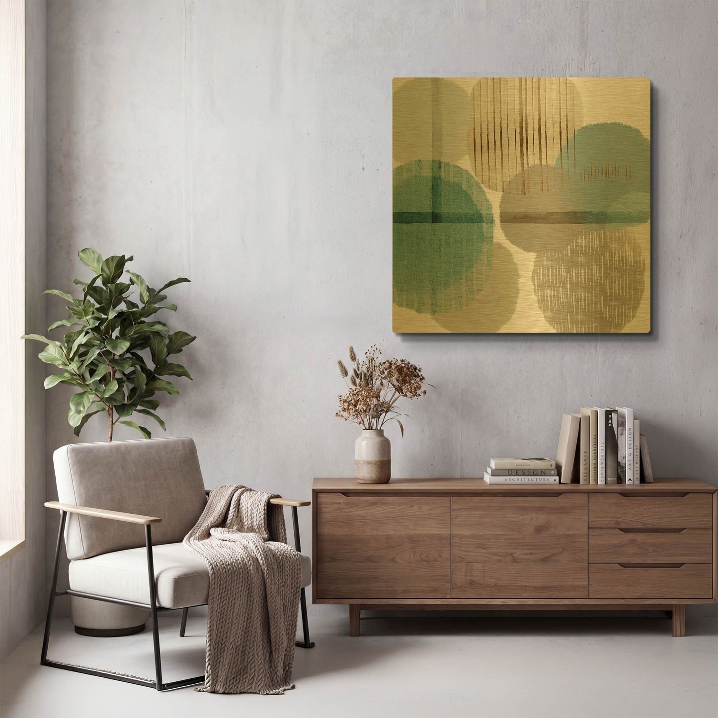 'Teal Harmony I' By Flora Kouta Gold Metal Wall Art