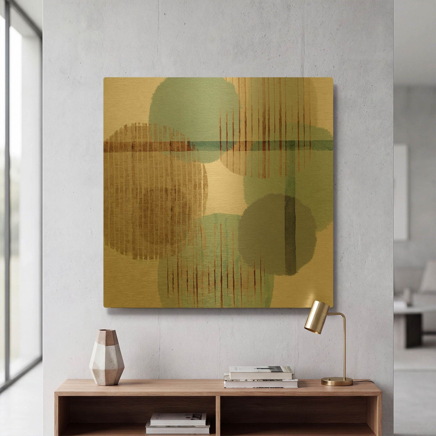 'Teal Harmony II' By Flora Kouta Gold Metal Wall Art
