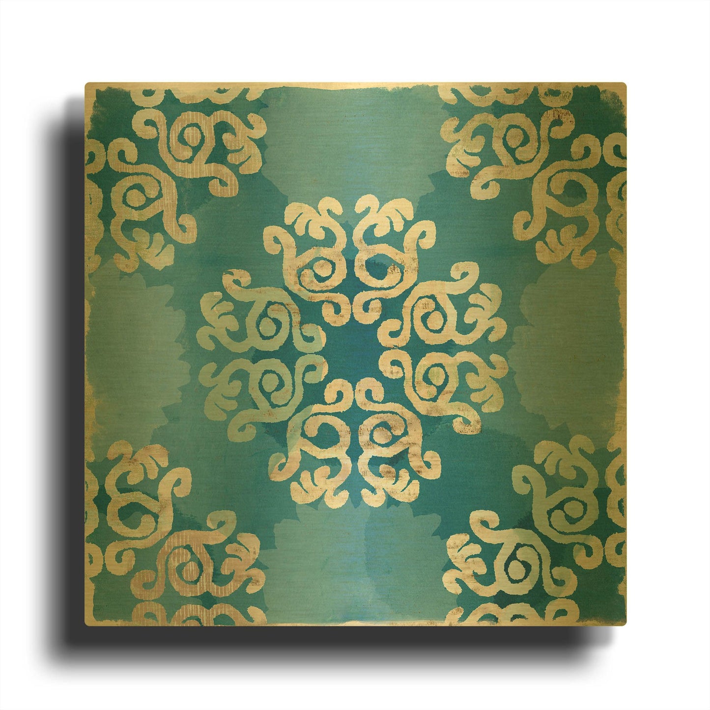 'Royal Blue Tile I' By Flora Kouta Gold Metal Wall Art