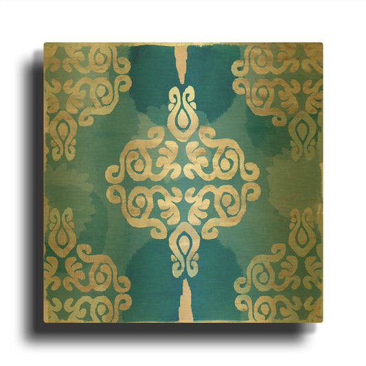 'Royal Blue Tile II' By Flora Kouta Gold Metal Wall Art