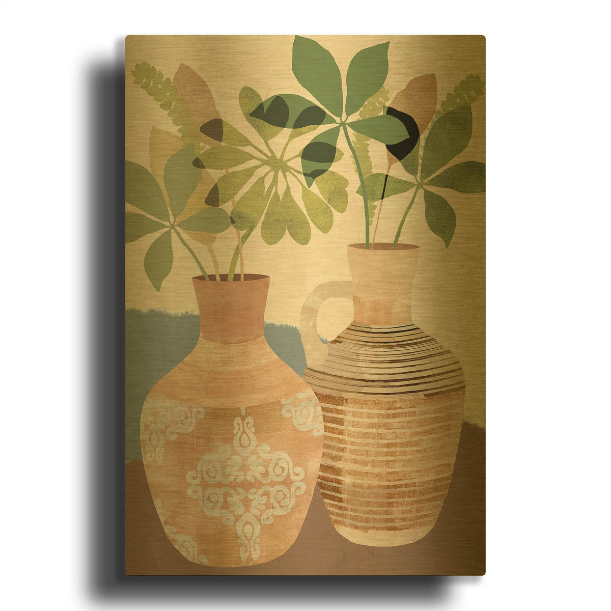 'Boho Still Life II' By Flora Kouta Gold Metal Wall Art