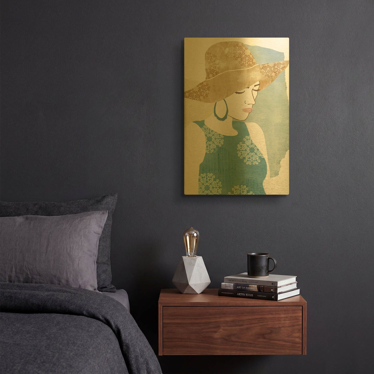 'Chapeau Boho I' By Flora Kouta Gold Metal Wall Art