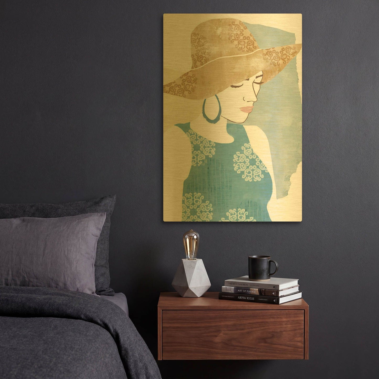 'Chapeau Boho I' By Flora Kouta Gold Metal Wall Art
