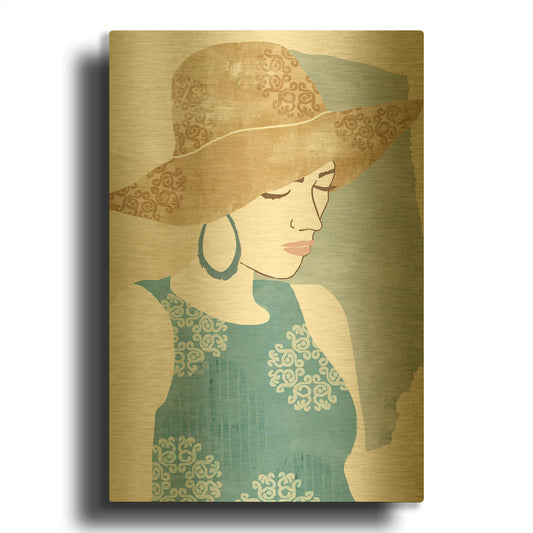 'Chapeau Boho I' By Flora Kouta Gold Metal Wall Art