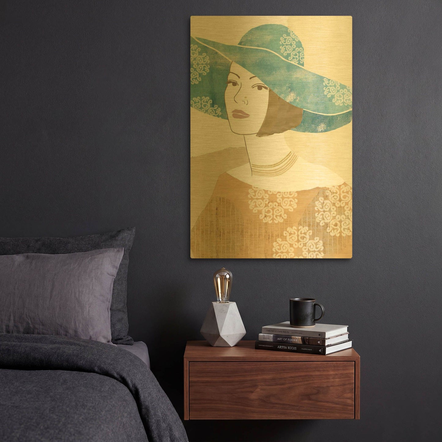 'Chapeau Boho II' By Flora Kouta Gold Metal Wall Art