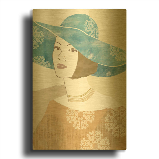 'Chapeau Boho II' By Flora Kouta Gold Metal Wall Art