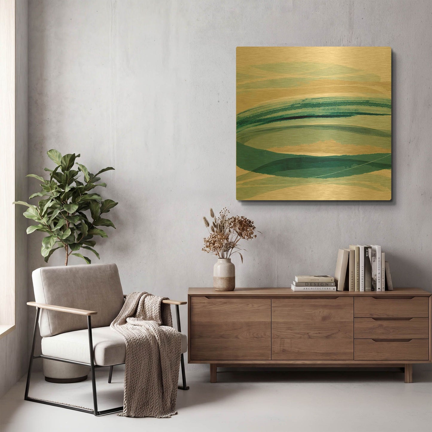 'Cirrus Flow I' By Flora Kouta Gold Metal Wall Art