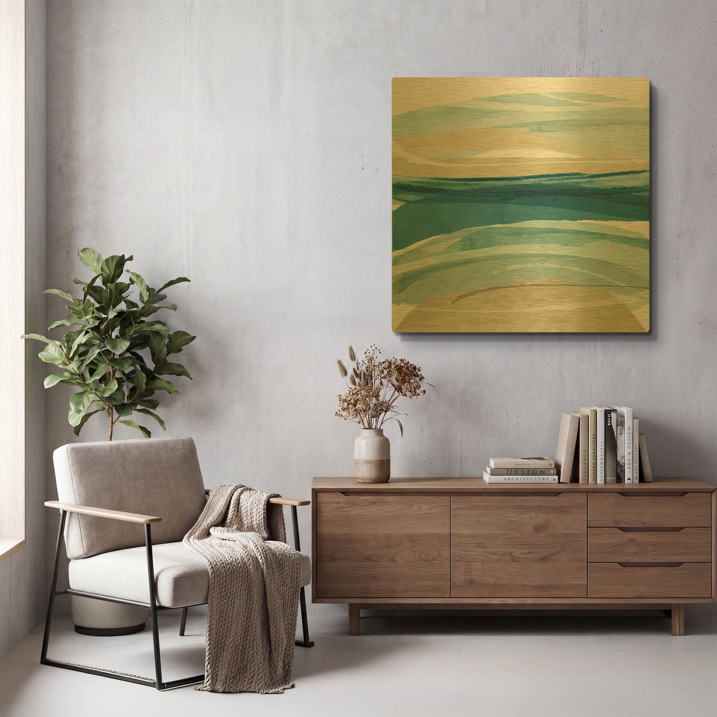 'Cirrus Flow II' By Flora Kouta Gold Metal Wall Art