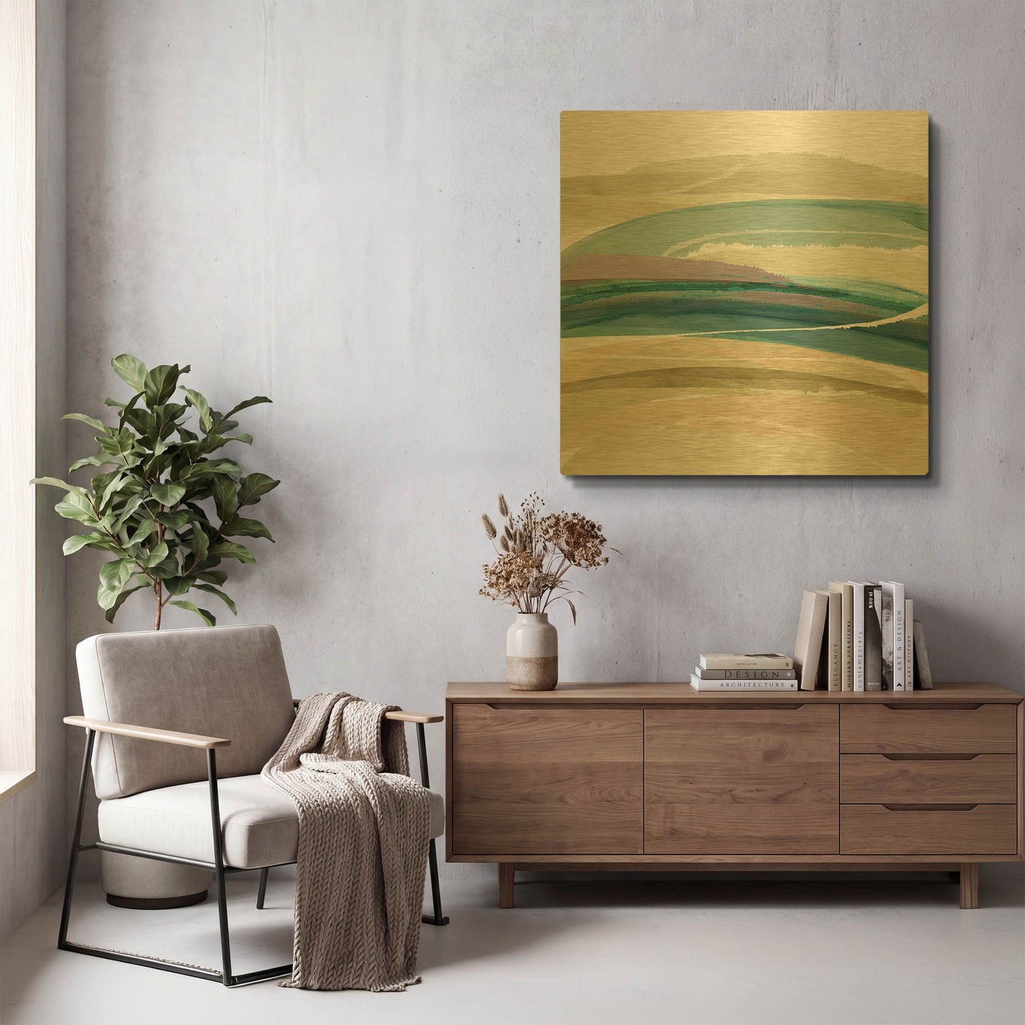 'Cirrus Flow III' By Flora Kouta Gold Metal Wall Art