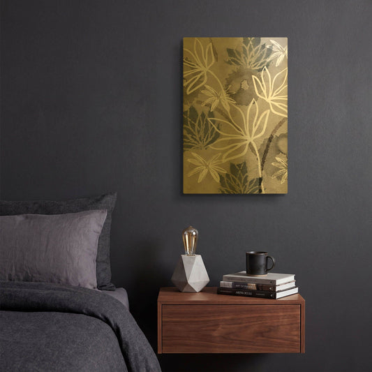 'Monochrome Flowers IV' By Flora Kouta Gold Metal Wall Art