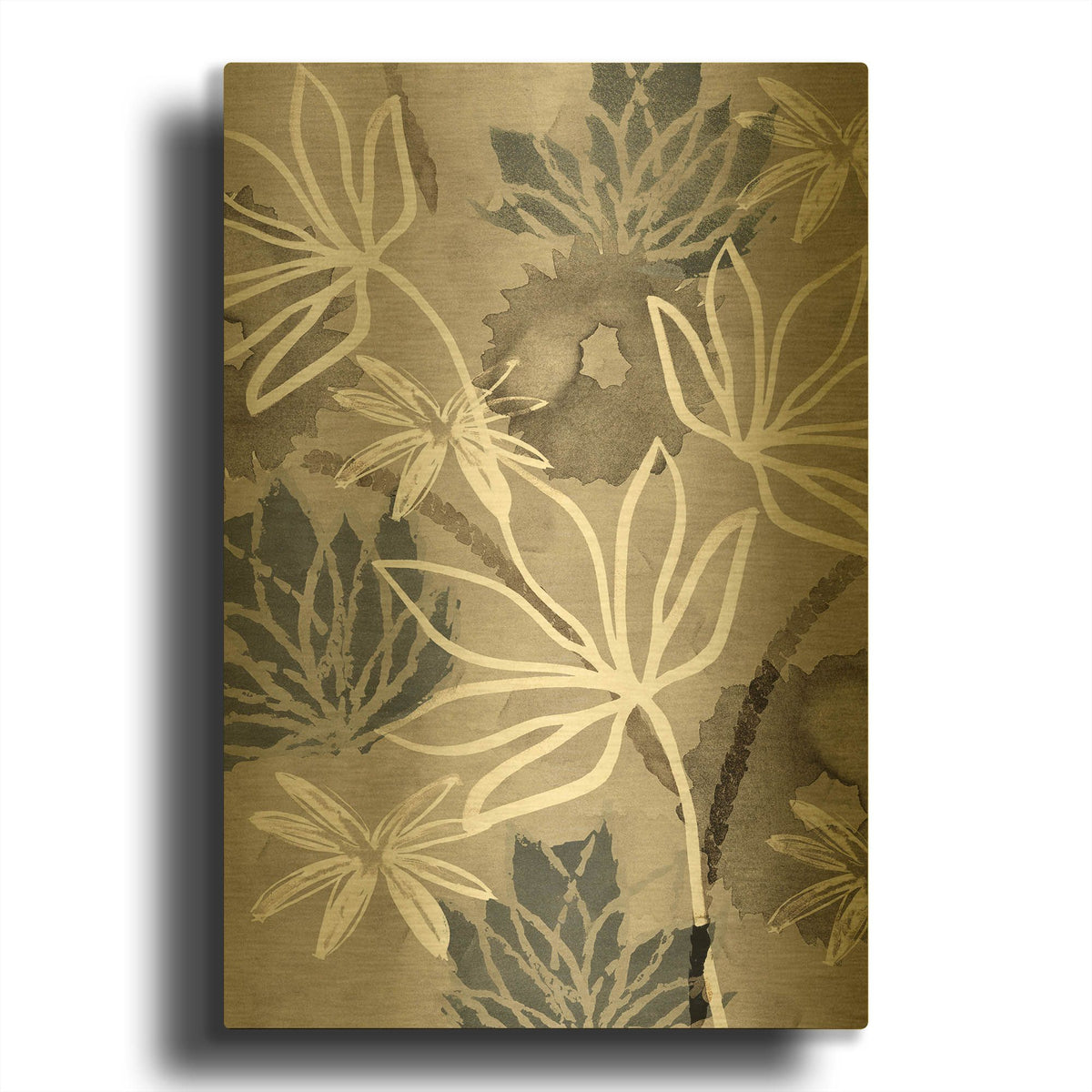 'Monochrome Flowers IV' By Flora Kouta Gold Metal Wall Art