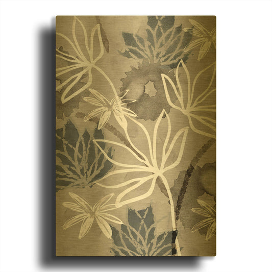 'Monochrome Flowers IV' By Flora Kouta Gold Metal Wall Art