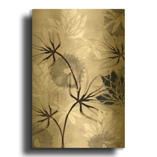 'Monochrome Flowers V' By Flora Kouta Gold Metal Wall Art