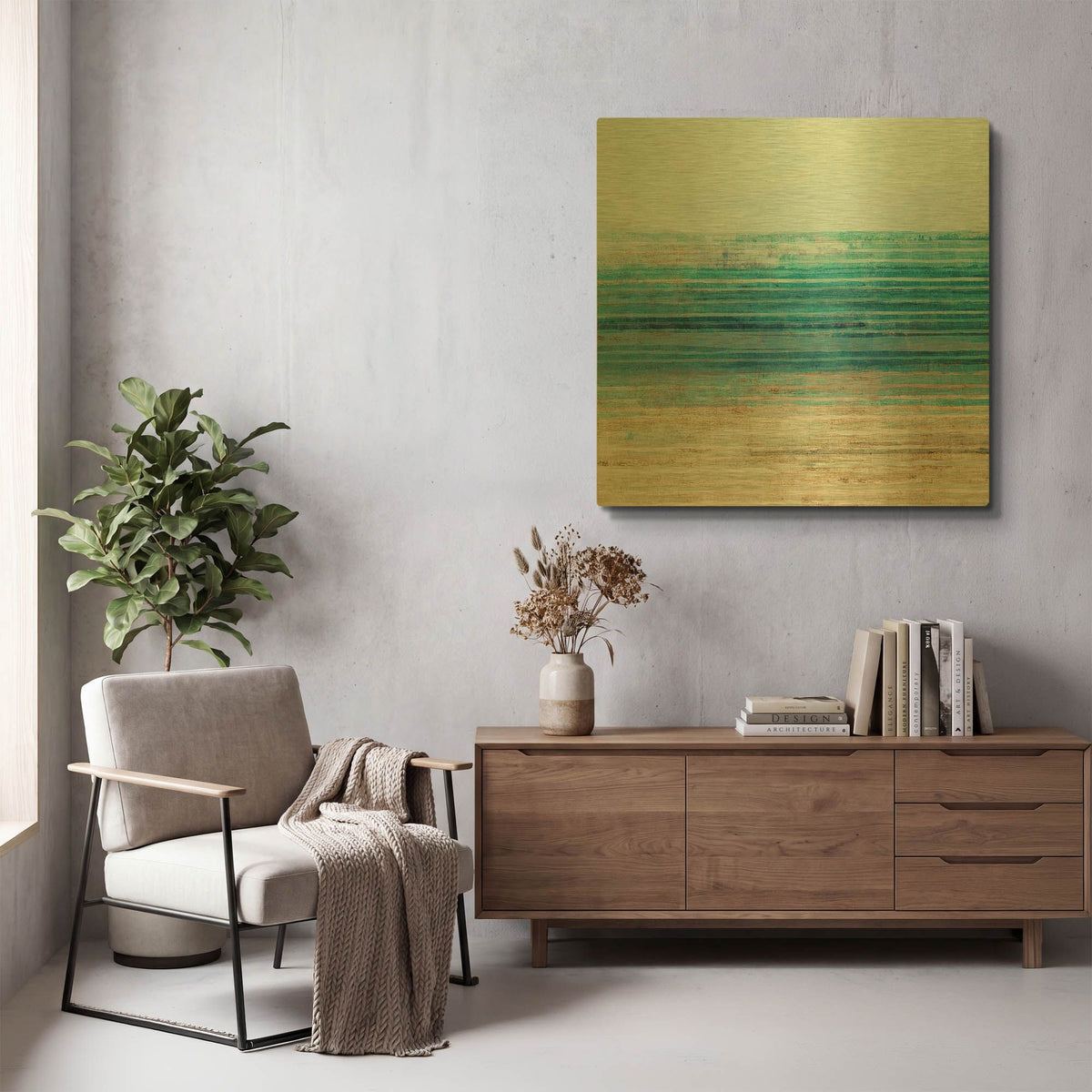 'Ocean Daydream I' By Flora Kouta Gold Metal Wall Art