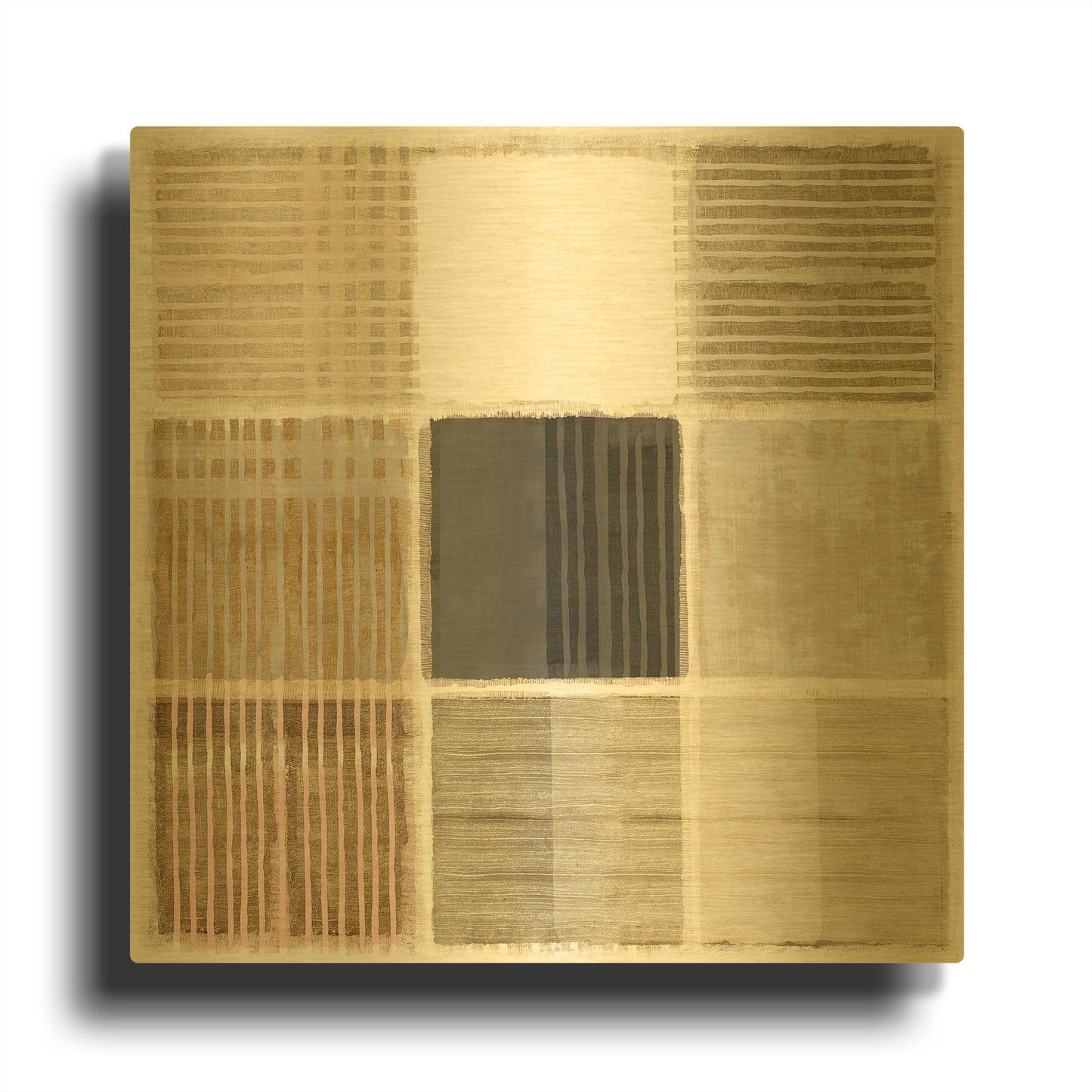 'Natural Patchwork I' By Flora Kouta Gold Metal Wall Art