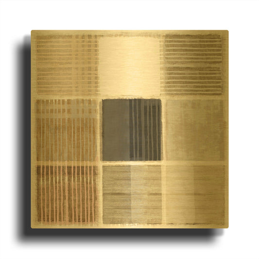 'Natural Patchwork I' By Flora Kouta Gold Metal Wall Art
