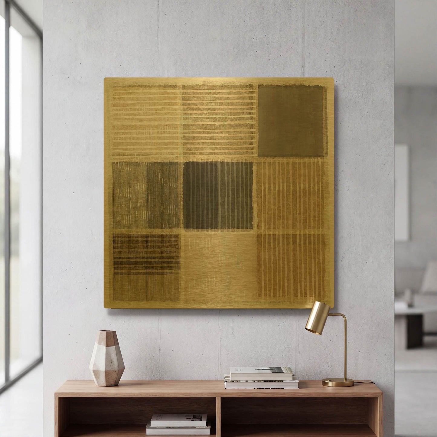 'Natural Patchwork II' By Flora Kouta Gold Metal Wall Art