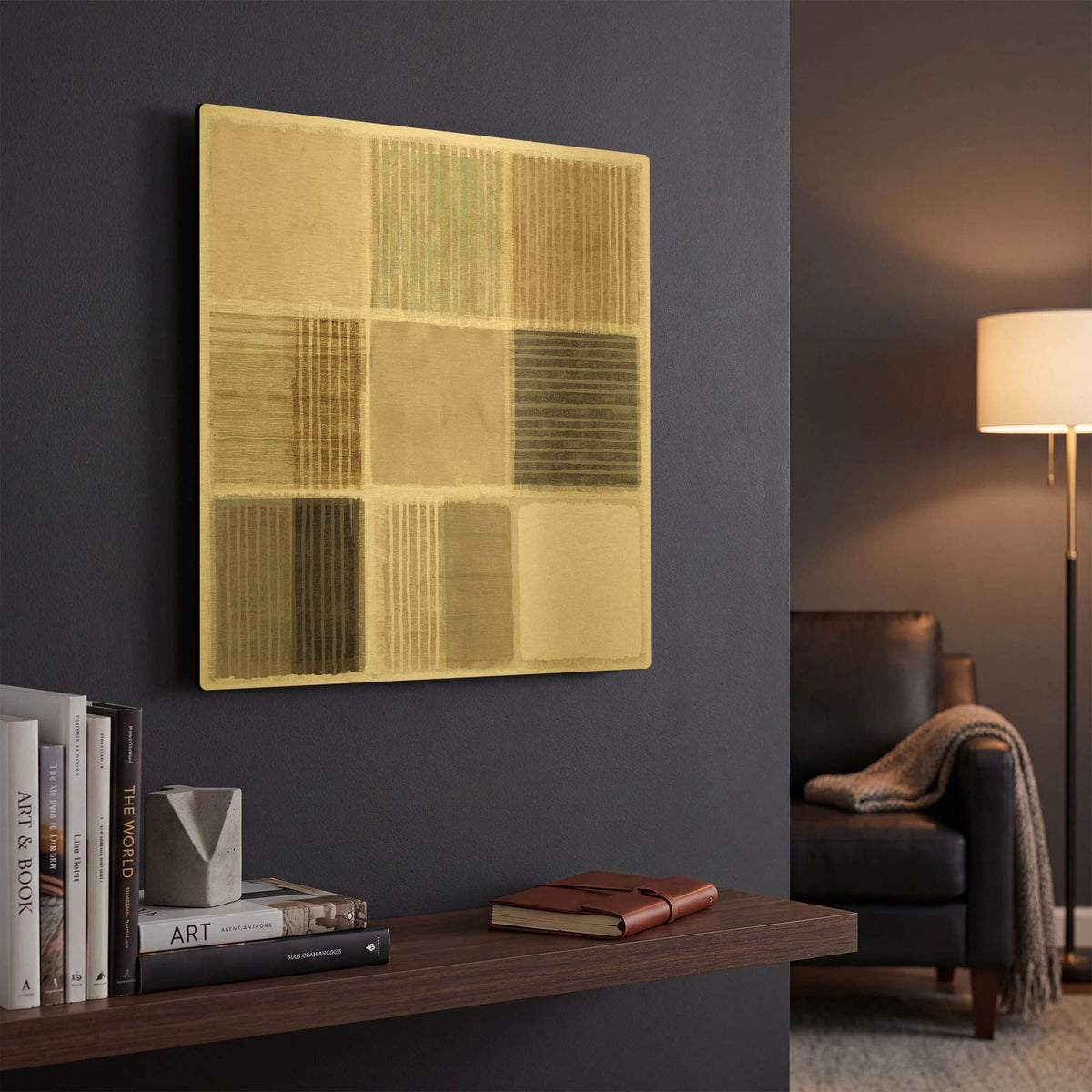 'Natural Patchwork III' By Flora Kouta Gold Metal Wall Art