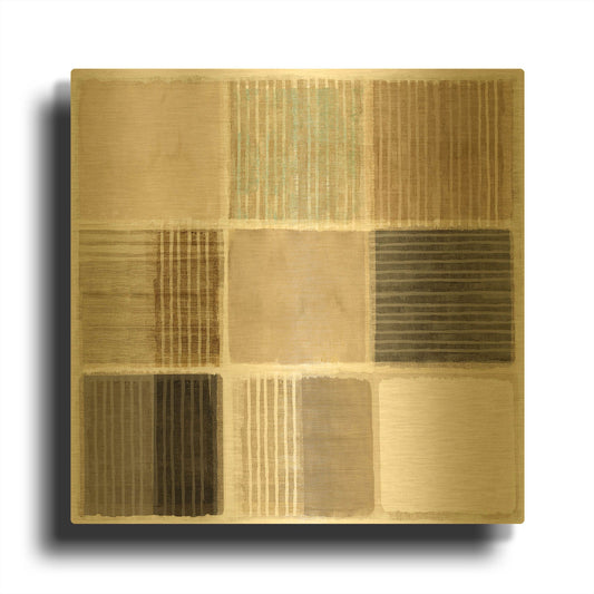'Natural Patchwork III' By Flora Kouta Gold Metal Wall Art