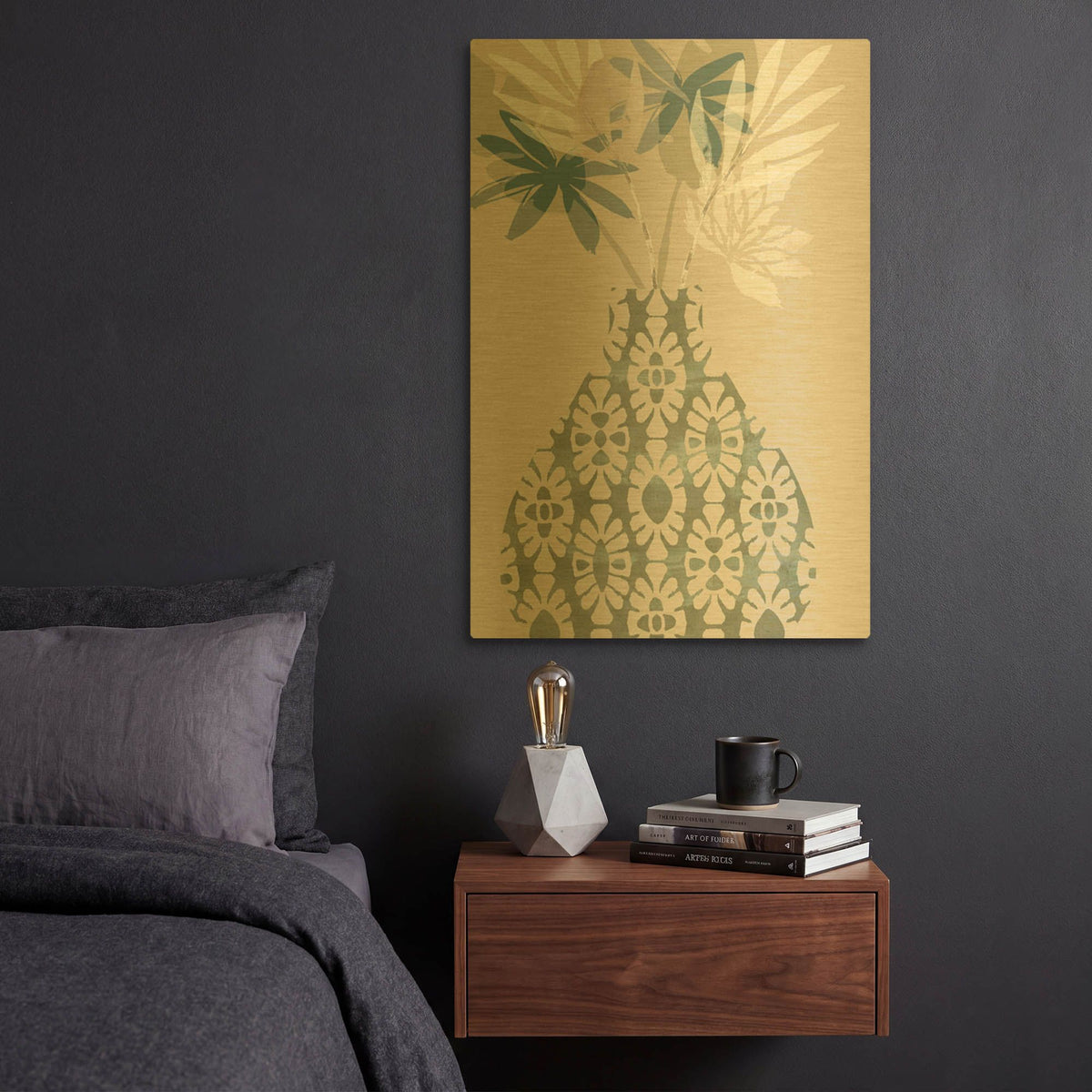 'Decorative Vase II' By Flora Kouta Gold Metal Wall Art
