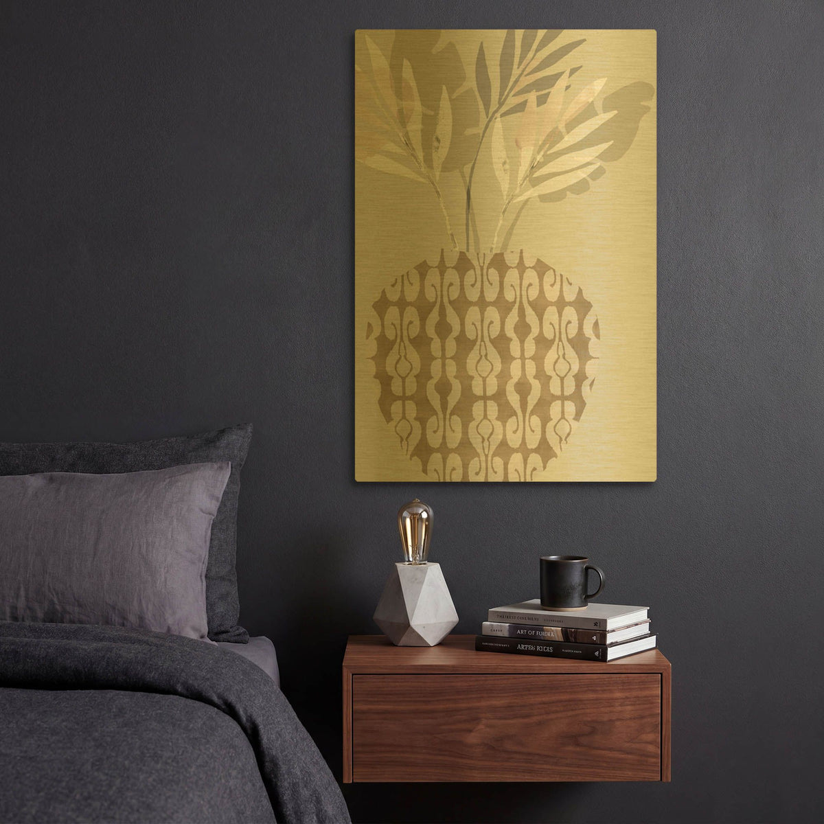 'Decorative Vase III' By Flora Kouta Gold Metal Wall Art