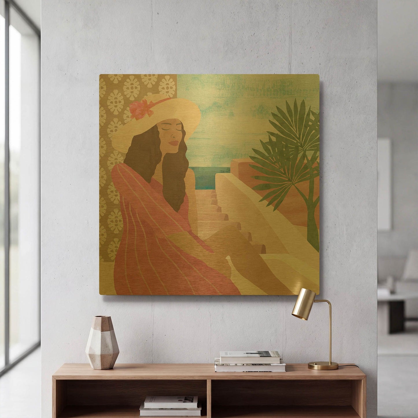 'Mediterranean Holiday II' By Flora Kouta Gold Metal Wall Art