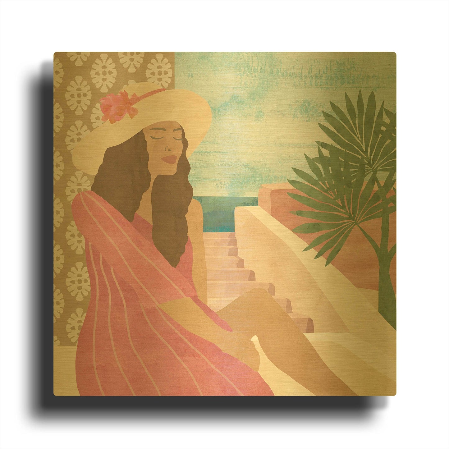'Mediterranean Holiday II' By Flora Kouta Gold Metal Wall Art