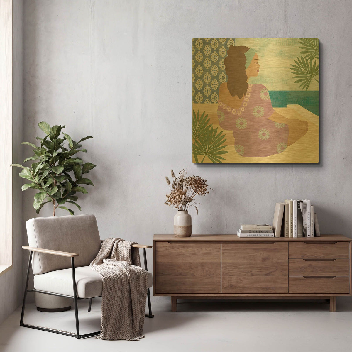 'Mediterranean Holiday III' By Flora Kouta Gold Metal Wall Art