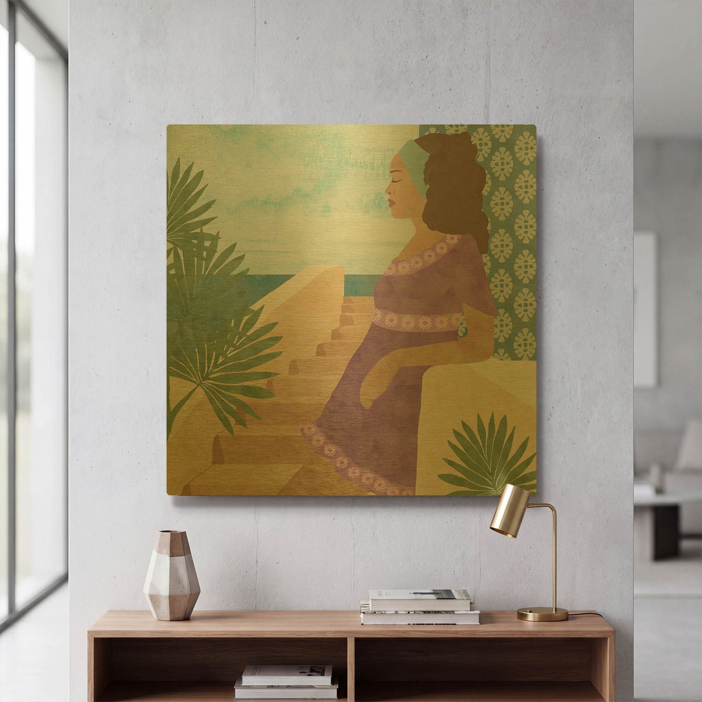 'Mediterranean Holiday IV' By Flora Kouta Gold Metal Wall Art