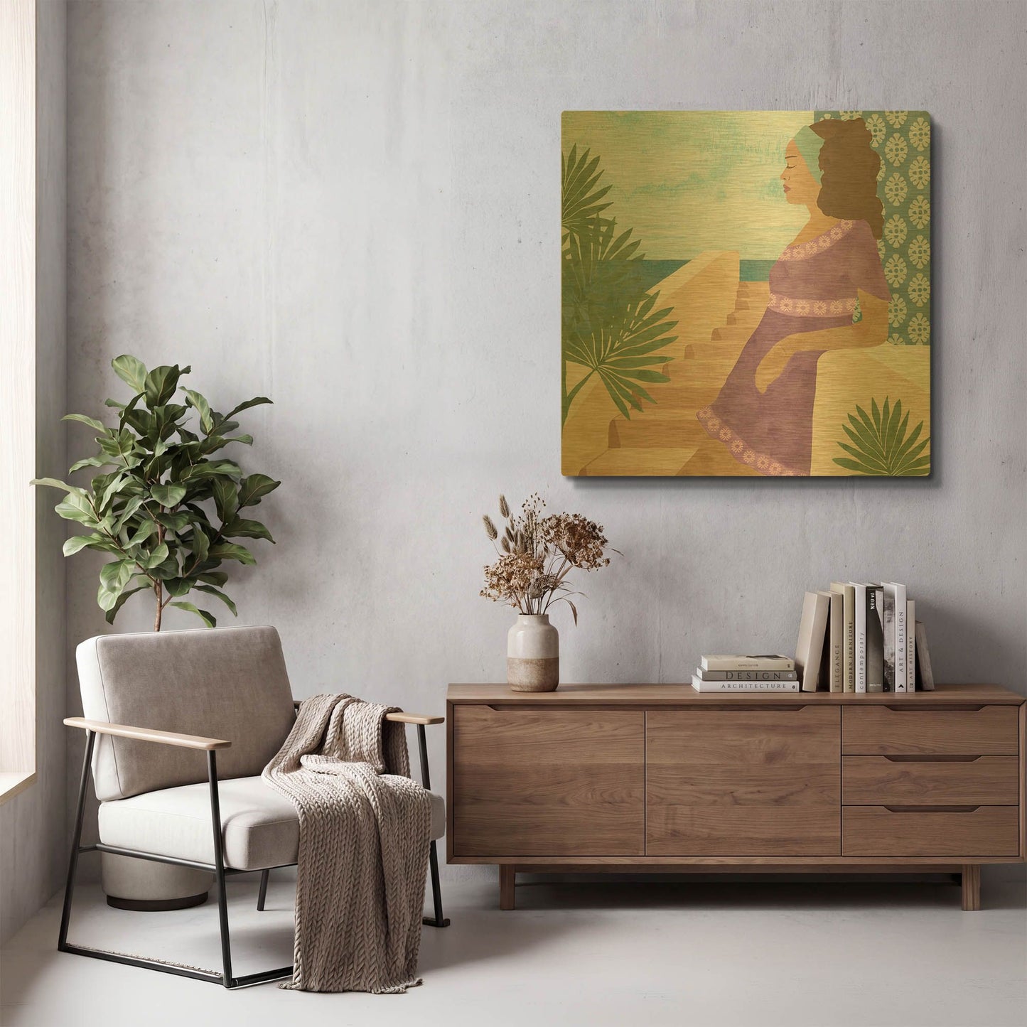 'Mediterranean Holiday IV' By Flora Kouta Gold Metal Wall Art