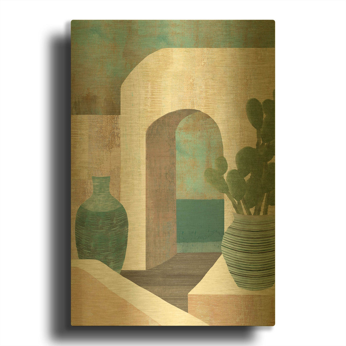 'Sunbaked Archway I' By Flora Kouta Gold Metal Wall Art