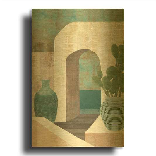 'Sunbaked Archway I' By Flora Kouta Gold Metal Wall Art