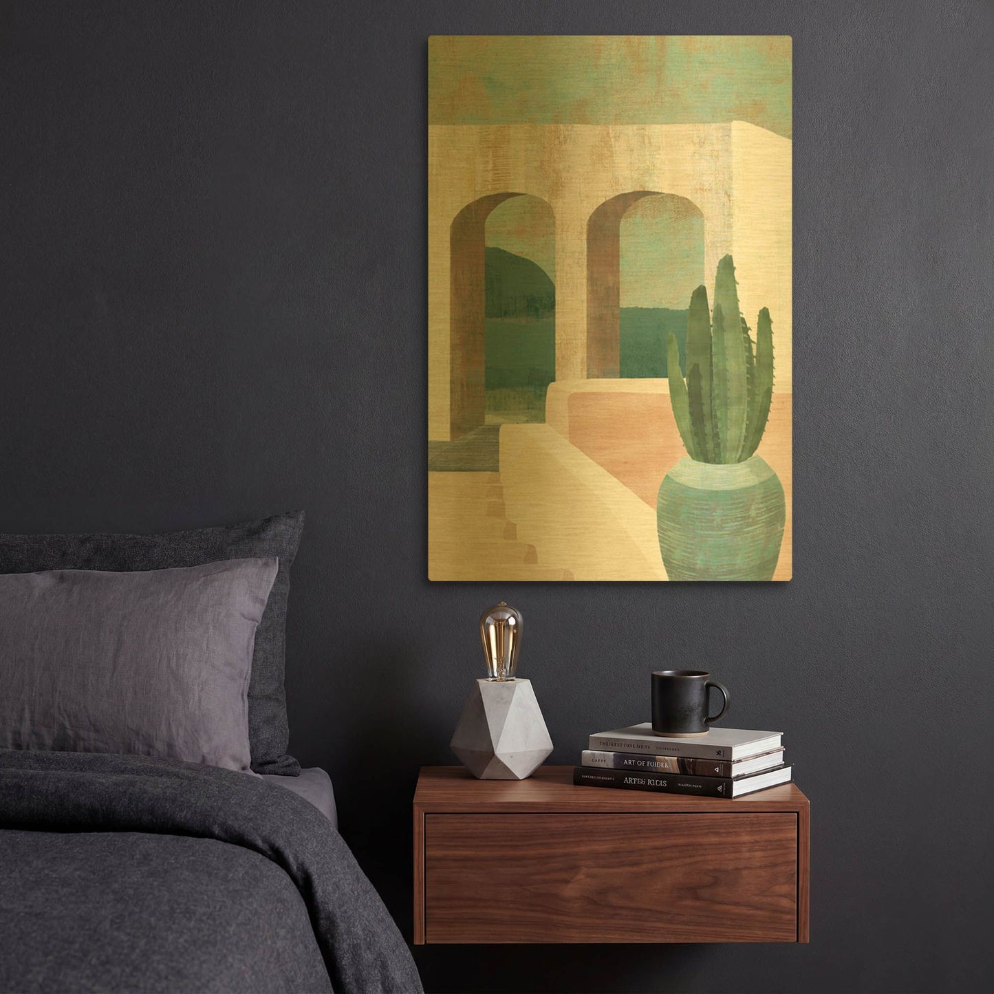 'Sunbaked Archway II' By Flora Kouta Gold Metal Wall Art