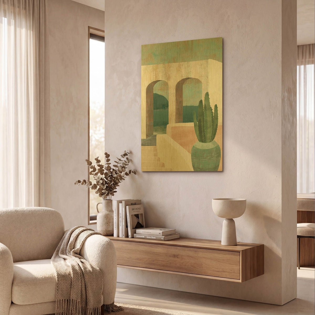 'Sunbaked Archway II' By Flora Kouta Gold Metal Wall Art