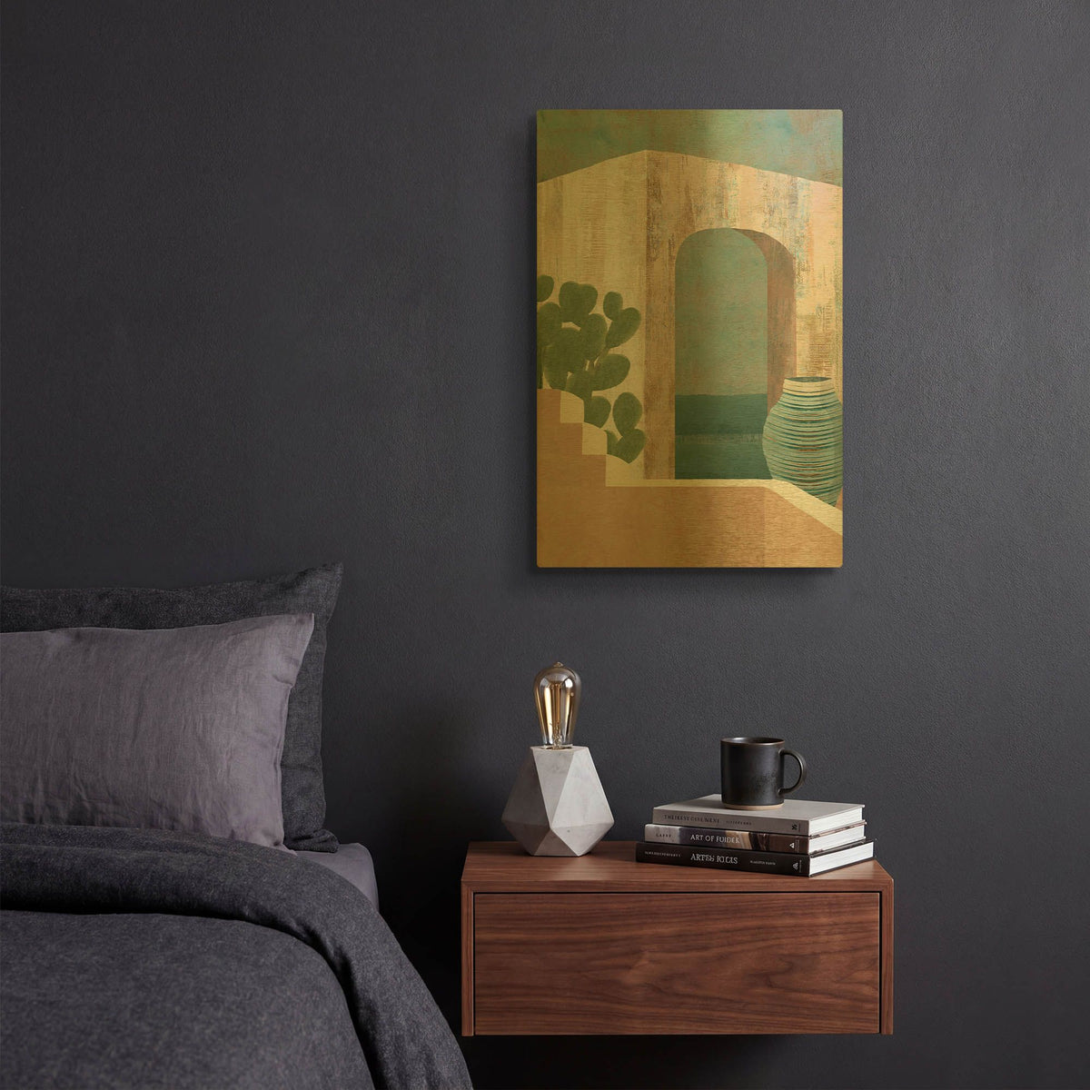'Sunbaked Archway III' By Flora Kouta Gold Metal Wall Art