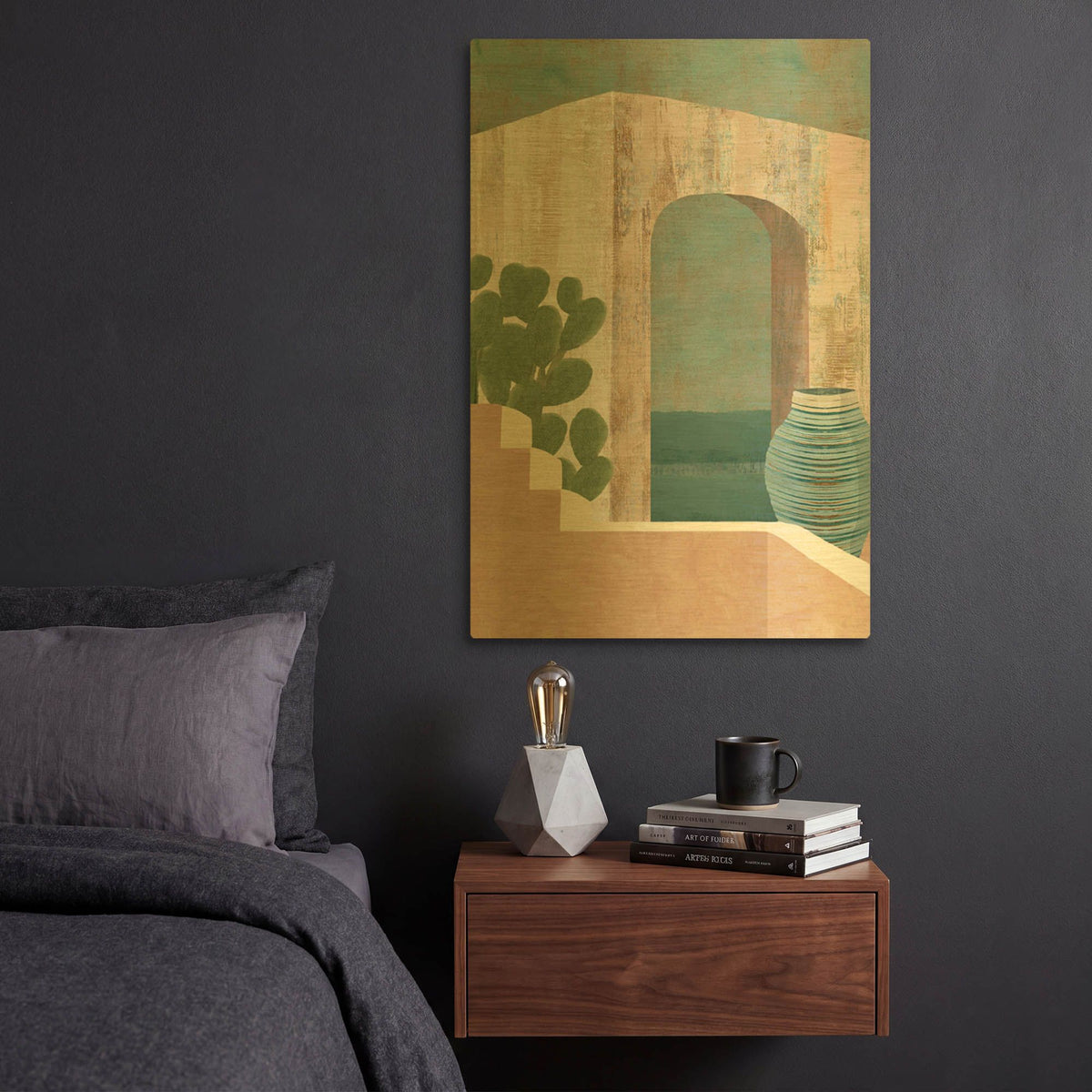 'Sunbaked Archway III' By Flora Kouta Gold Metal Wall Art