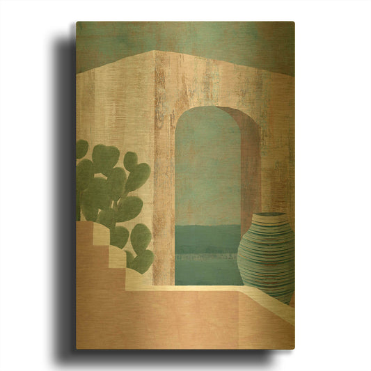 'Sunbaked Archway III' By Flora Kouta Gold Metal Wall Art