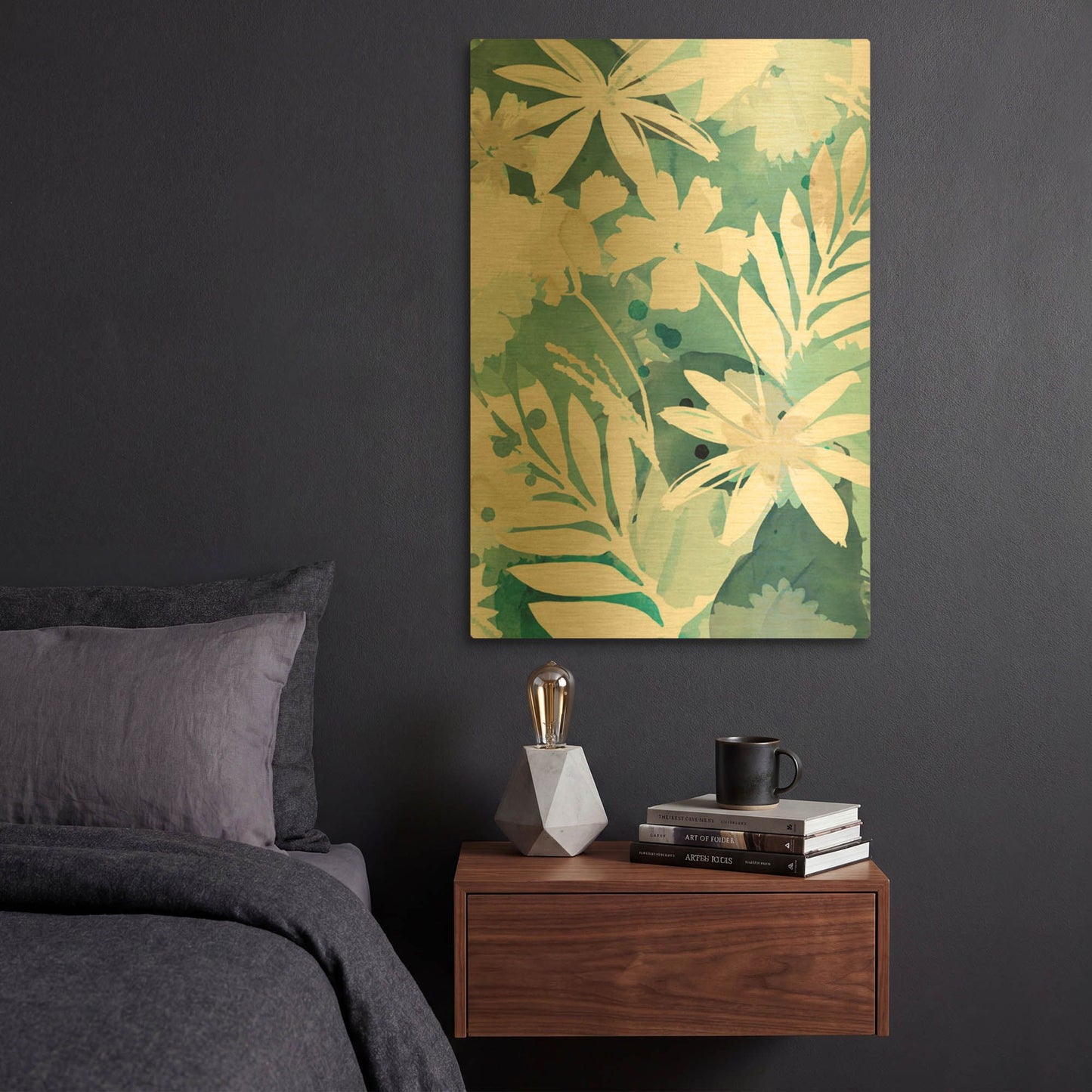 'Soft Blue Floral I' By Flora Kouta Gold Metal Wall Art