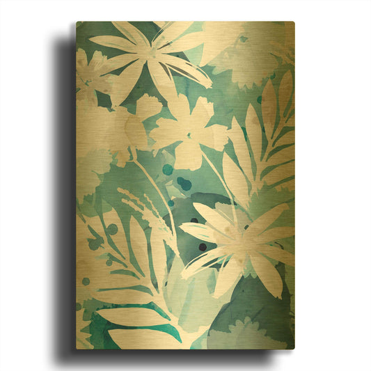'Soft Blue Floral I' By Flora Kouta Gold Metal Wall Art